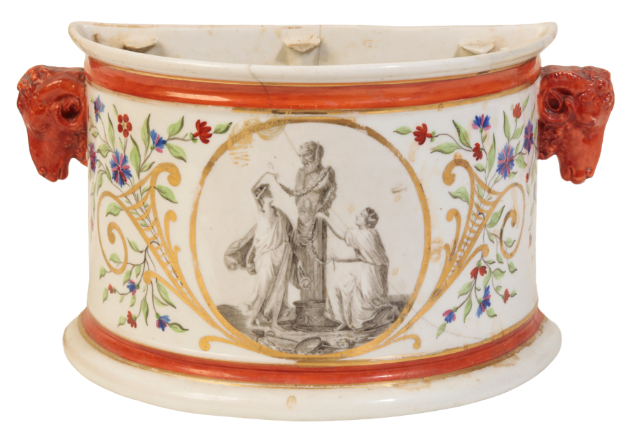 A DERBY SEMI-CIRCULAR JARDINIÈRE