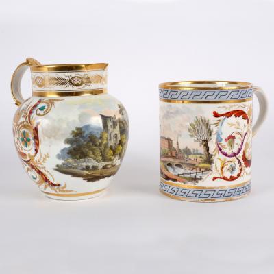 A Derby topographical jug, circa