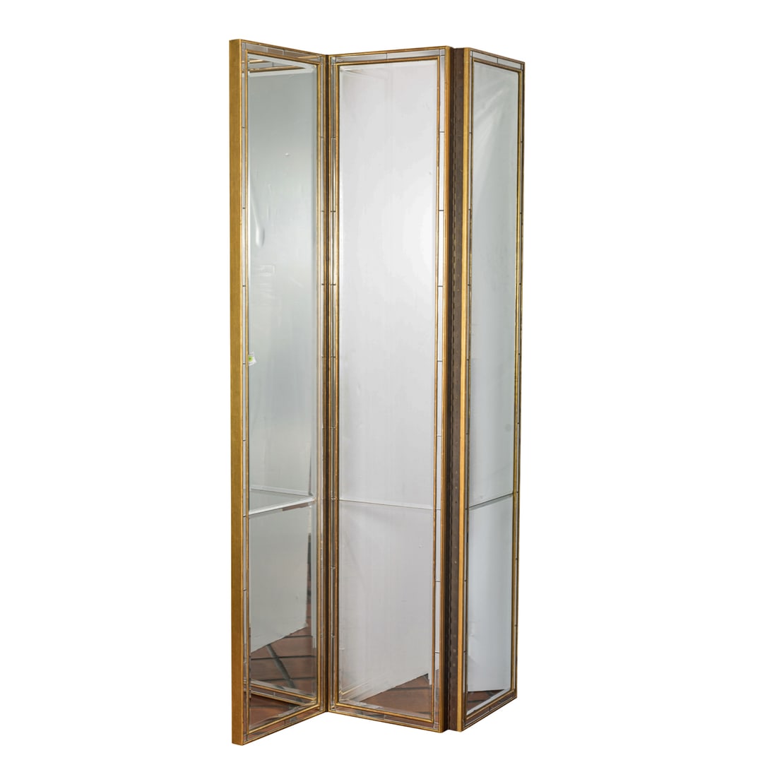 A DESIGNER GILTWOOD THREE PANEL