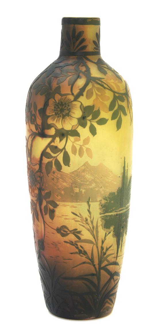 A DeVez Cameo Glass Vase of