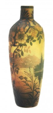 A DeVez Cameo Glass Vase of ba