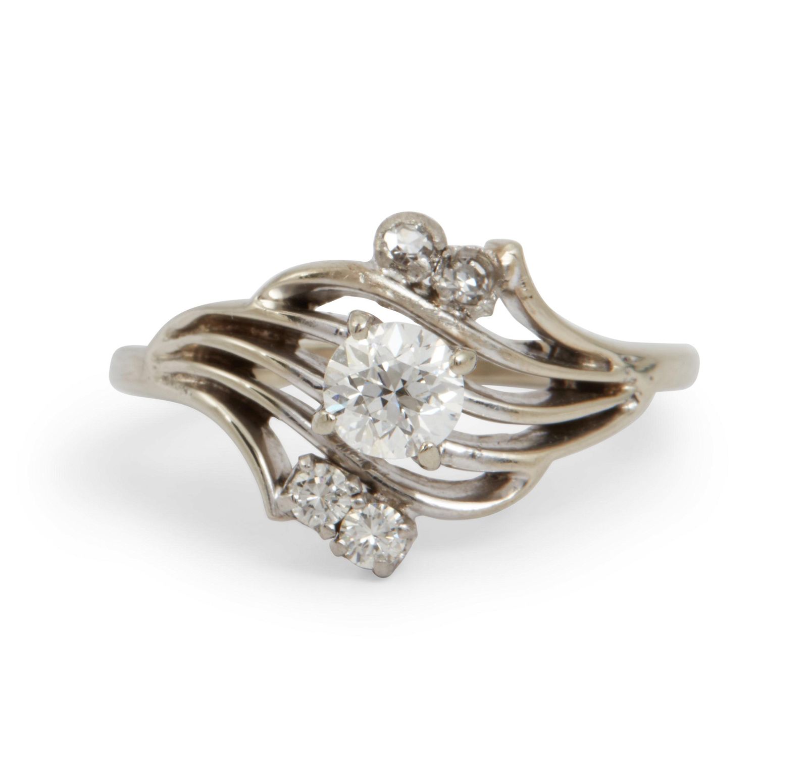 A DIAMOND AND 14K WHITE GOLD