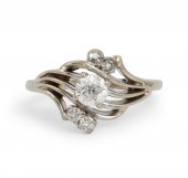 A DIAMOND AND 14K WHITE GOLD R