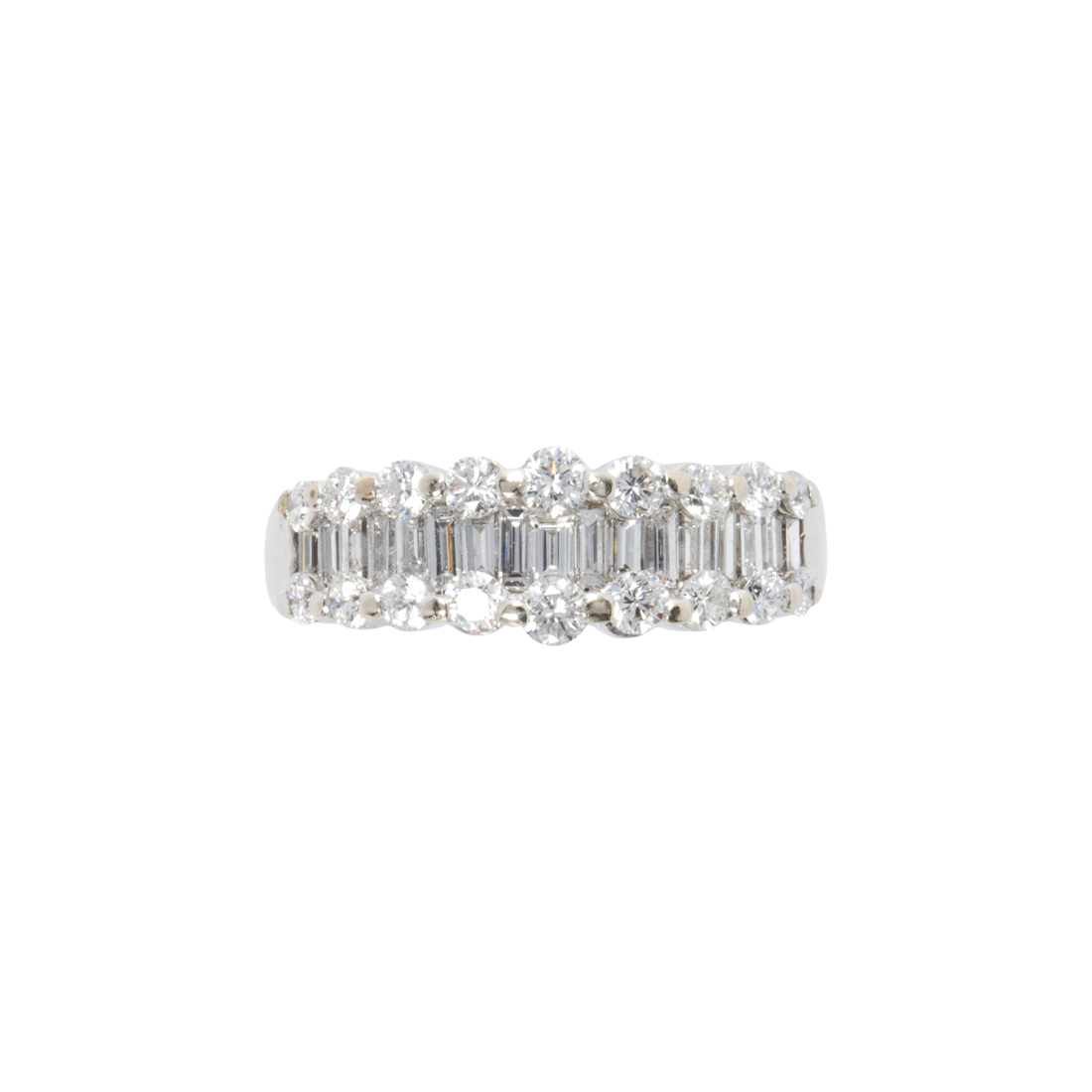 A DIAMOND AND 14K WHITE GOLD BAND A