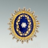 A Diamond and Enamel Pendant B