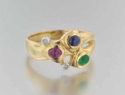 A Diamond and Gemstone Ring 14k