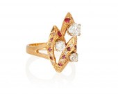 A DIAMOND AND RUBY RINGA diamo