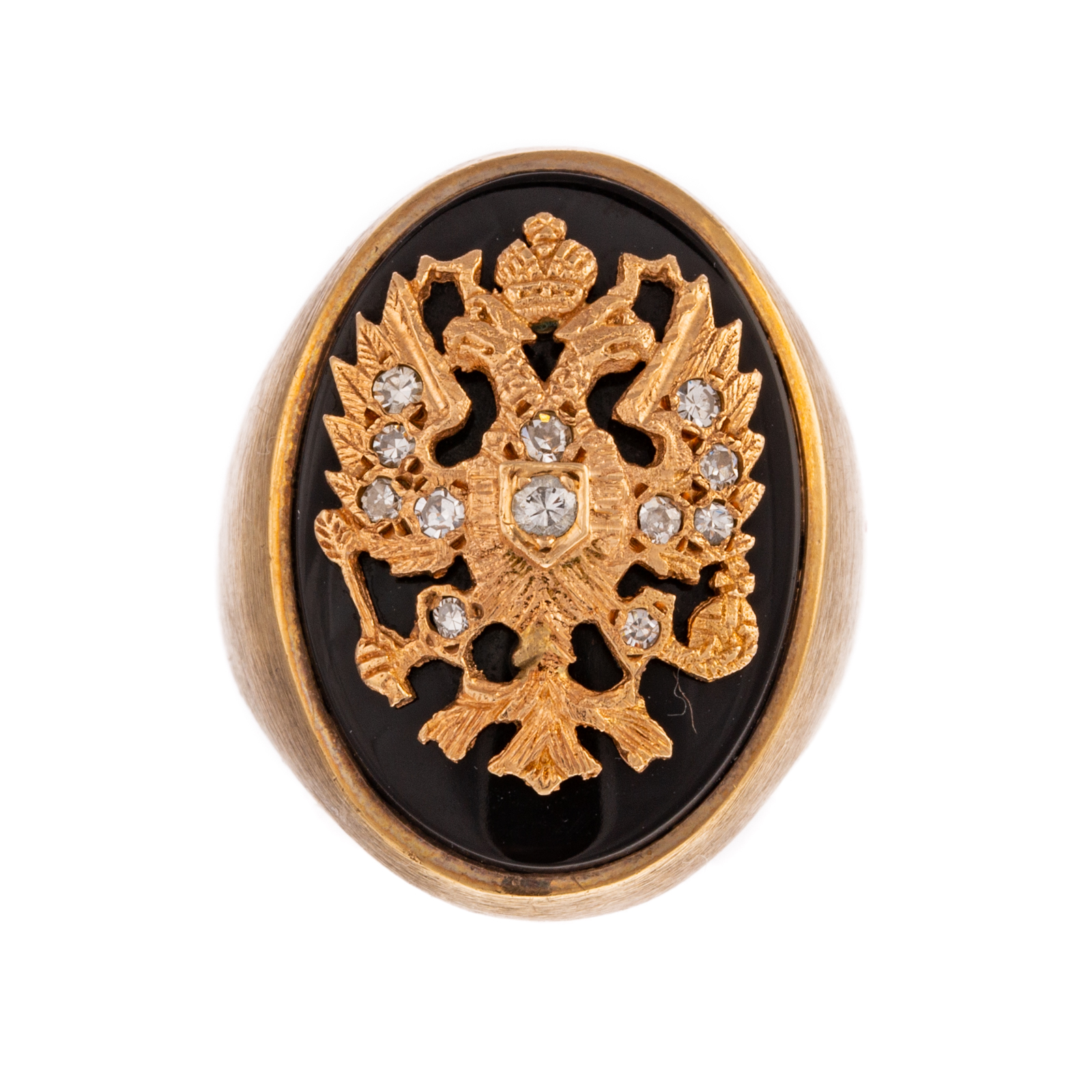 A DIAMOND & BLACK ONYX RING IN GOLD