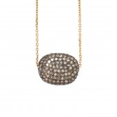 A DIAMOND, BLACKENED SILVER AN
