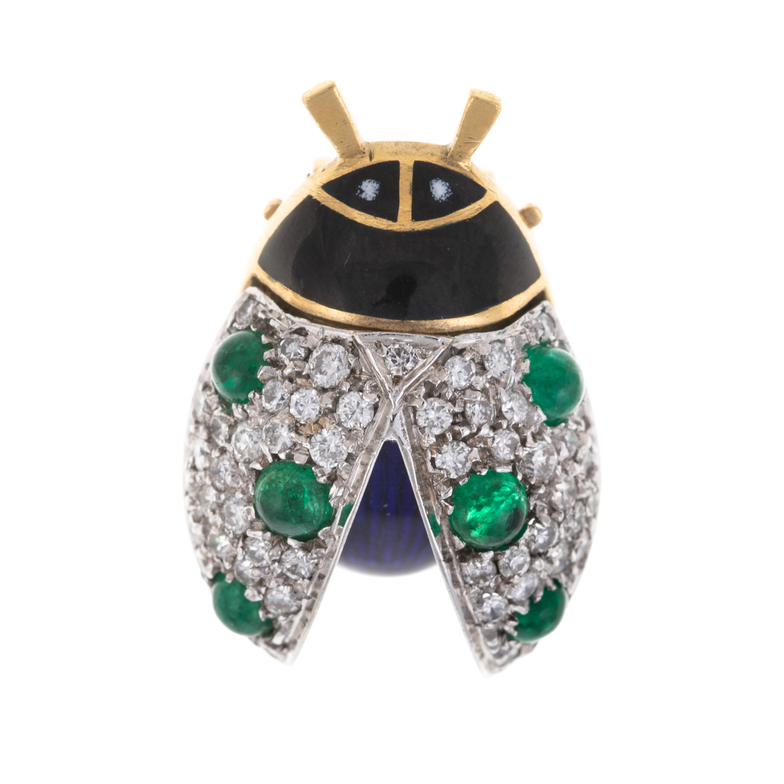 A DIAMOND, EMERALD & ENAMEL LADYBUG