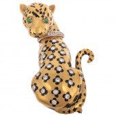 A DIAMOND & ENAMEL CHEETAH BRO