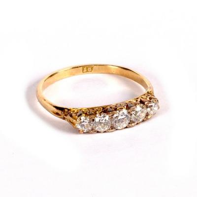 A diamond five-stone ring in a