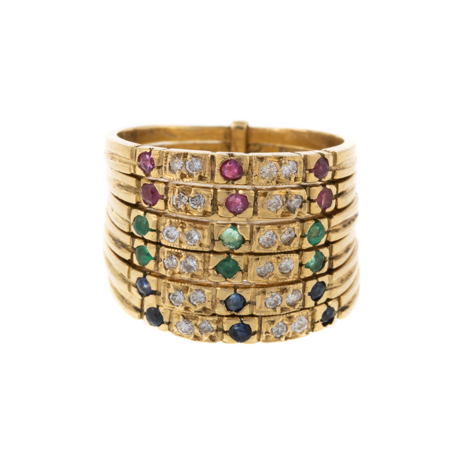 A DIAMOND & GEMSTONE HAREM RING