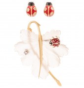 A DIAMOND, LEAF & LADYBUG BROO