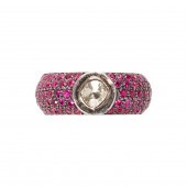 A DIAMOND, PINK SAPPHIRE AND B
