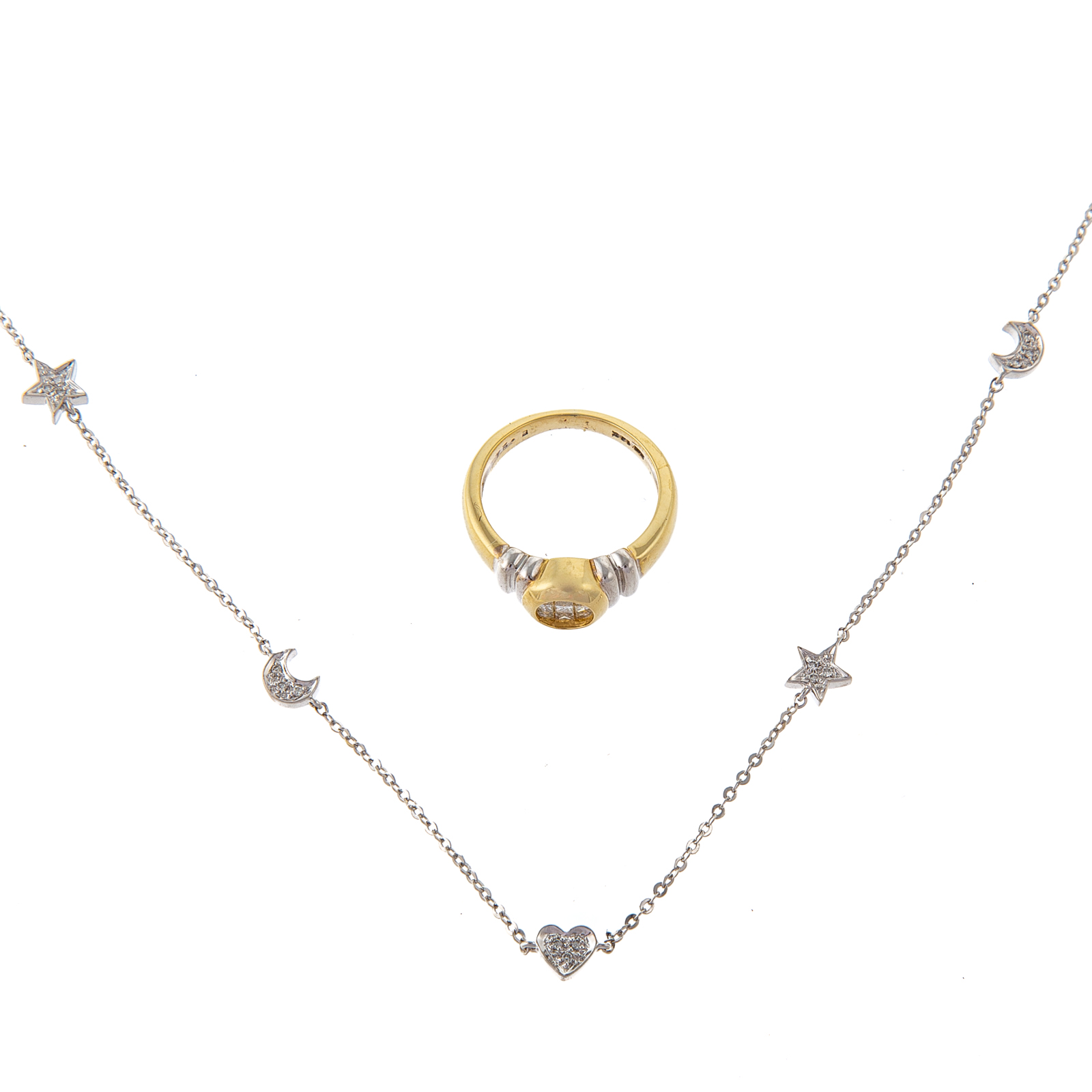 A DIAMOND RING & DIAMOND ANKLET