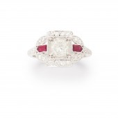 A DIAMOND, RUBY AND EIGHTEEN K