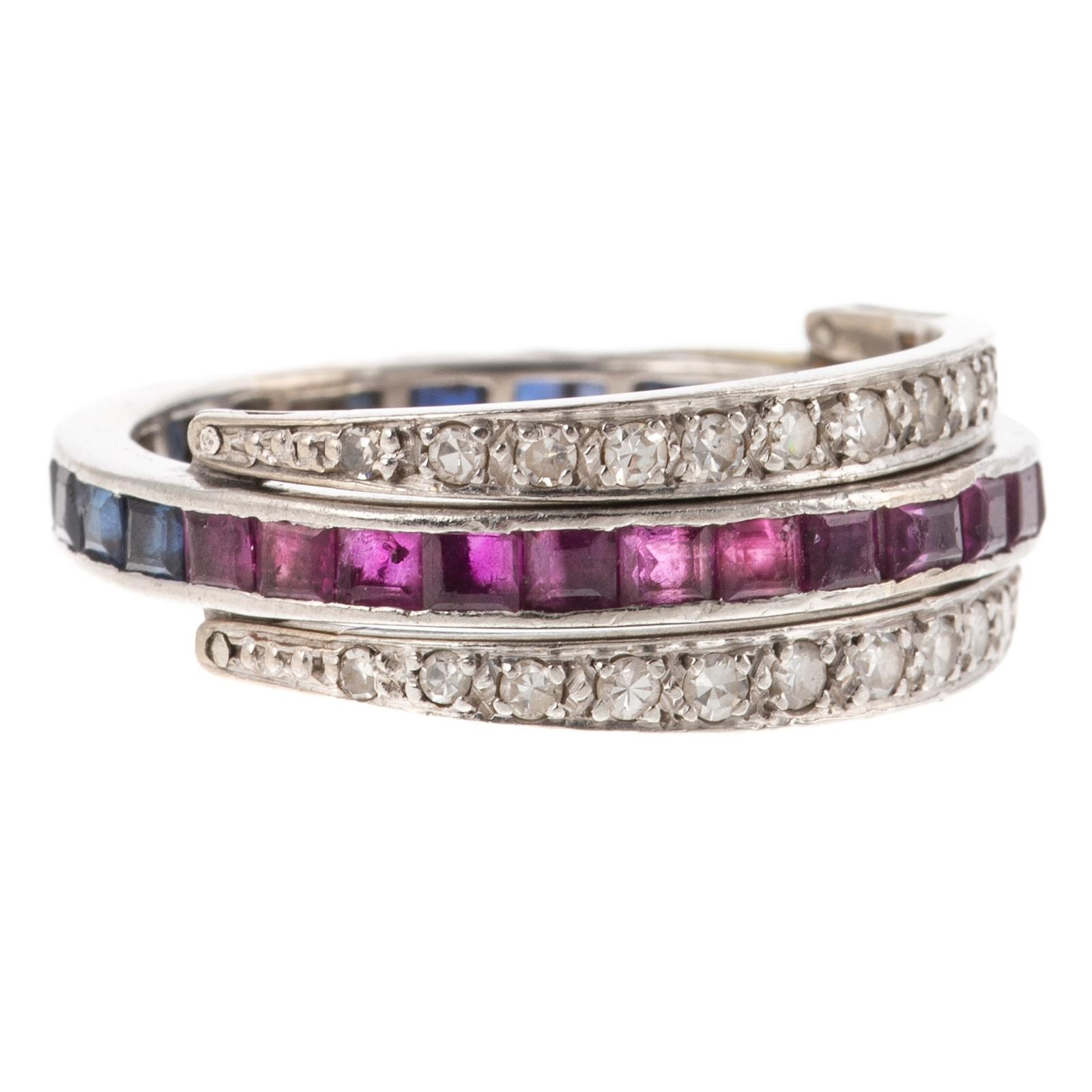 A DIAMOND, SAPPHIRE & RUBY