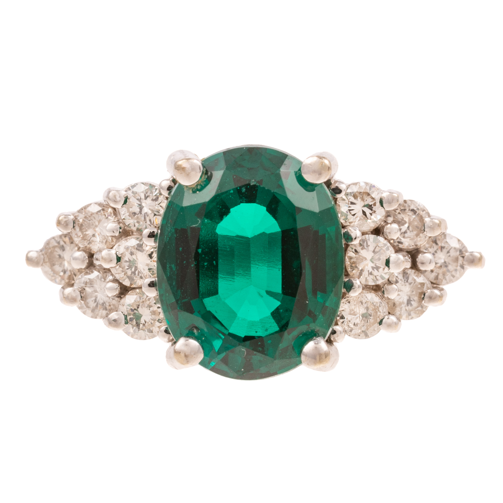 A DIAMOND & SYNTHETIC EMERALD