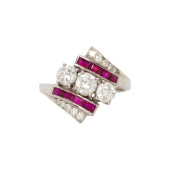 A DIAMOND, SYNTHETIC RUBY AND