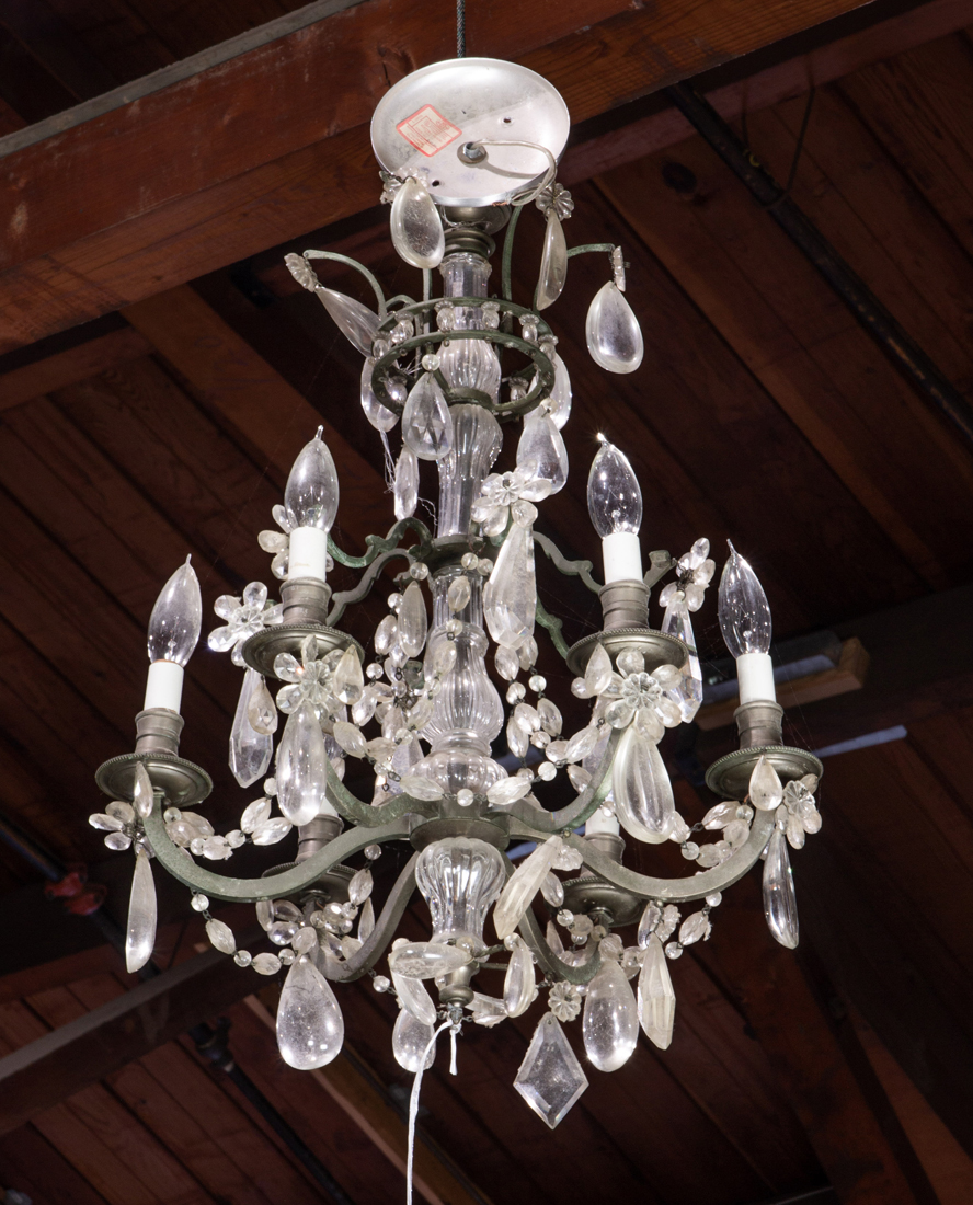 A DIMINUTIVE CRYSTAL FIVE LIGHT