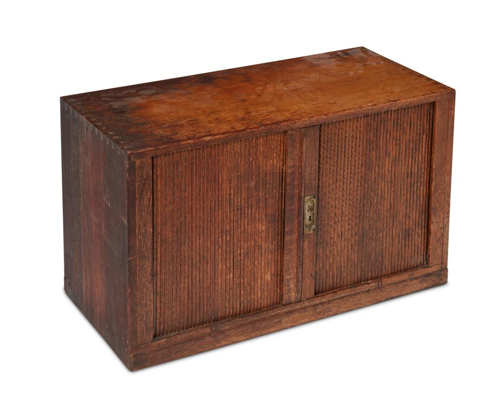 A DIMINUTIVE OAK TAMBOUR DOOR