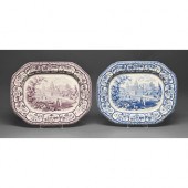 A Don Pottery blue printed ear