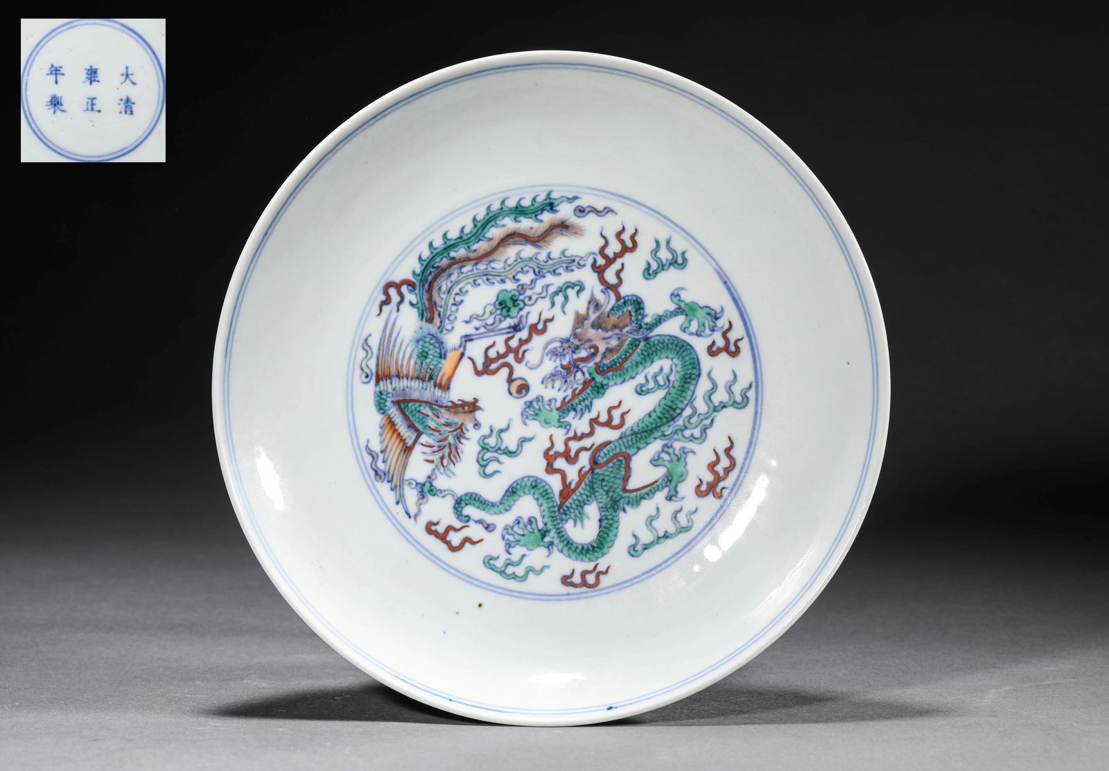 A DOUCAI 'DRAGONS AND PHOENIXES'
