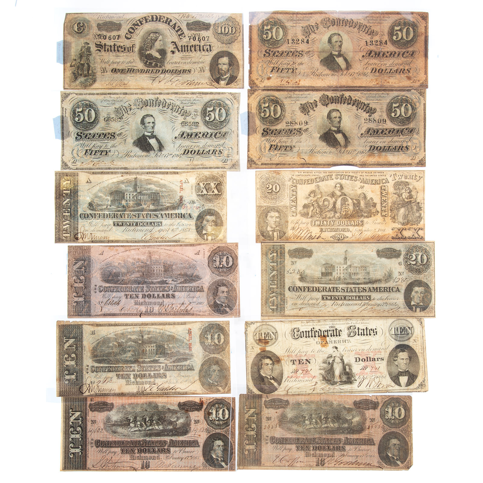 A DOZEN NICE CONFEDERATE NOTES