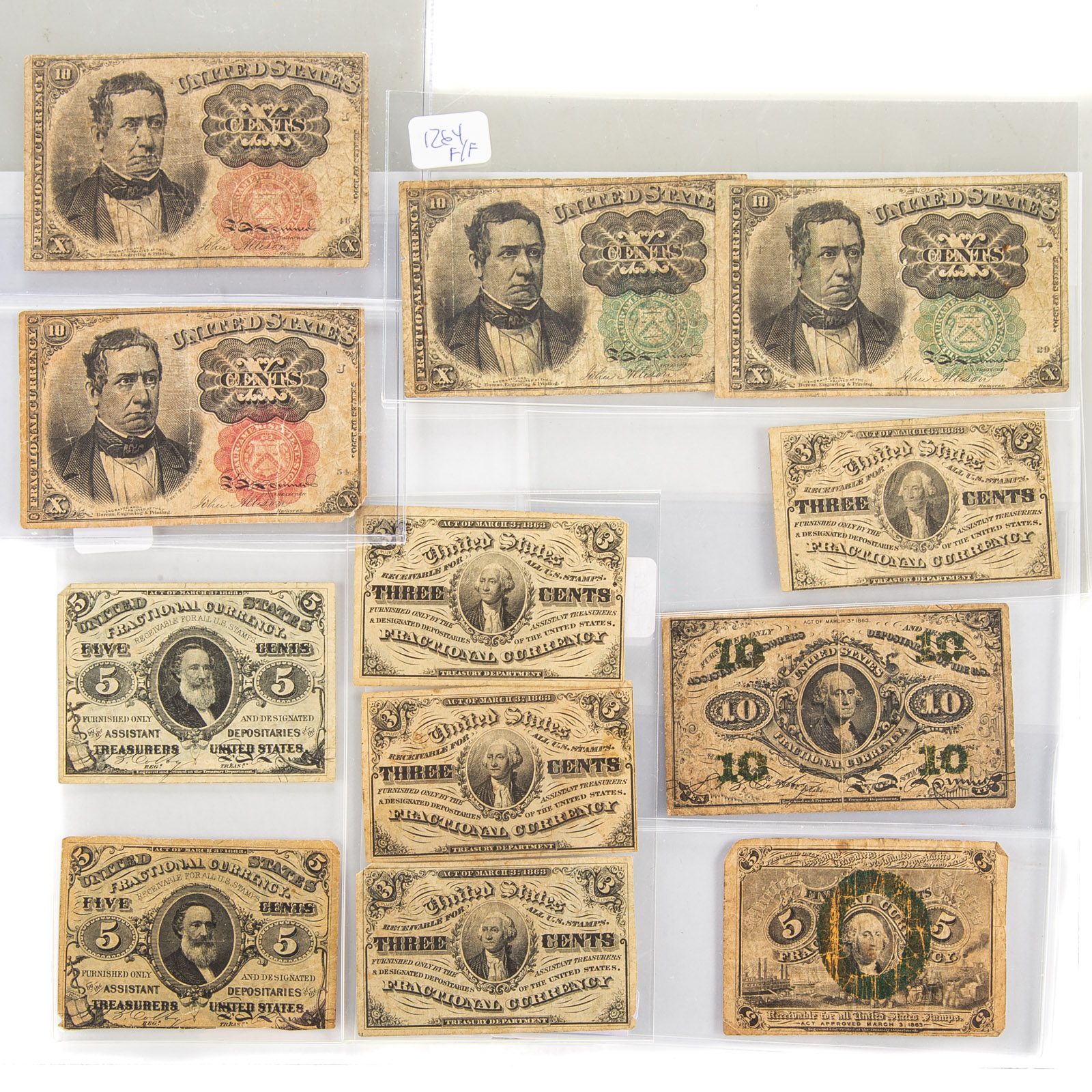 A DOZEN US FRACTIONAL CURRENCY
