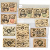 A DOZEN US FRACTIONAL CURRENCY