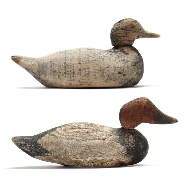 A DRAKE AND HEN CANVASBACK DECOY