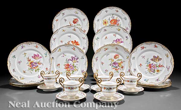 A Dresden Gilt and Polychrome