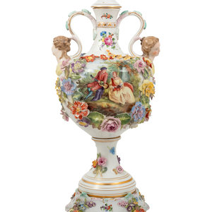 A Dresden Porcelain Urn stamped