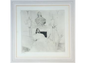 A drypoint etching of a woman