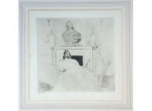 A drypoint etching of a woman