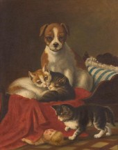 A. DURAN OIL ON CANVAS, DOG AN