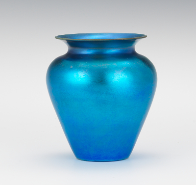 A Durand Blue Iridescent Vase