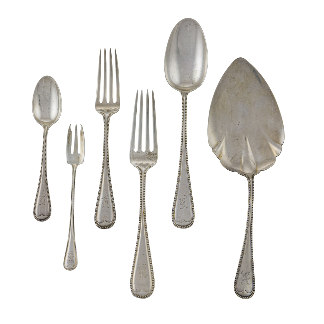A DURGIN BEAD STERLING FLATWARE