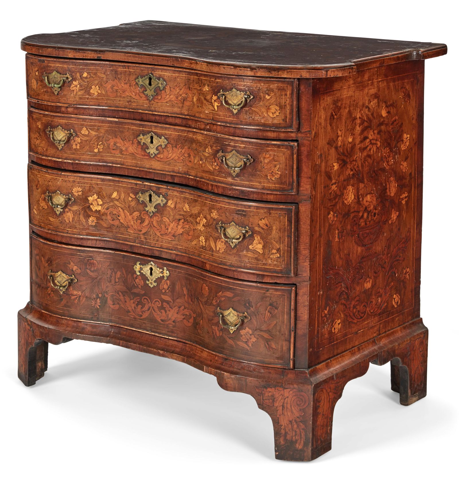 A DUTCH BAROQUE WALNUT AND
