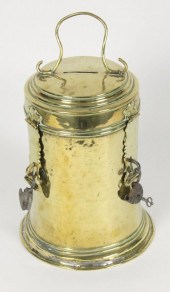 A Dutch brass money box early