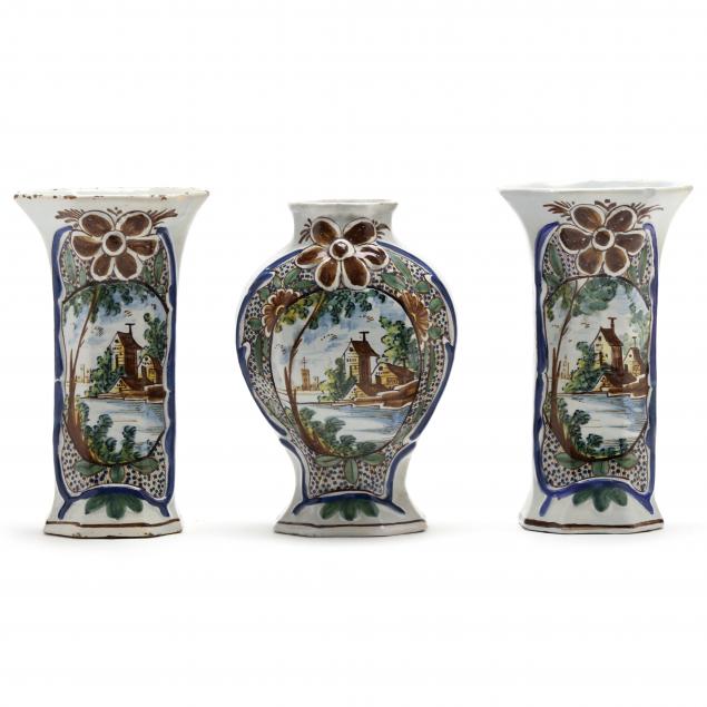 A DUTCH DELFT POLYCHROME MANTEL