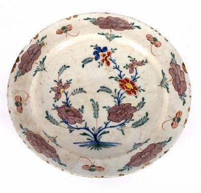 A Dutch Delft polychrome plate,