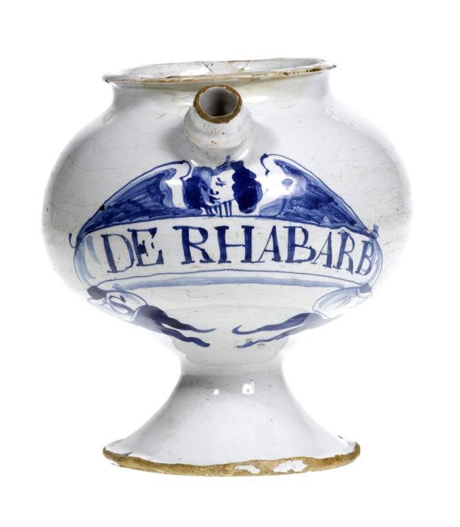 A DUTCH DELFTWARE WET DRUG JAR of