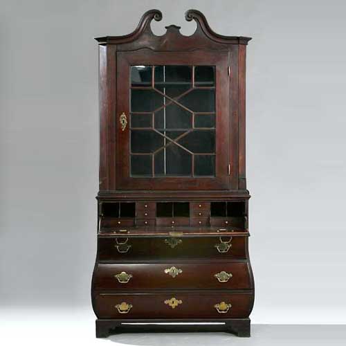 A Dutch Mahogany Bombé Secretaire