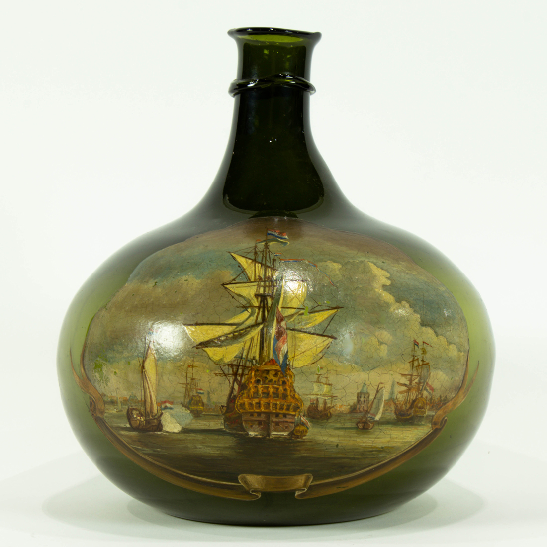 A DUTCH PAINT DECORATED GREEN