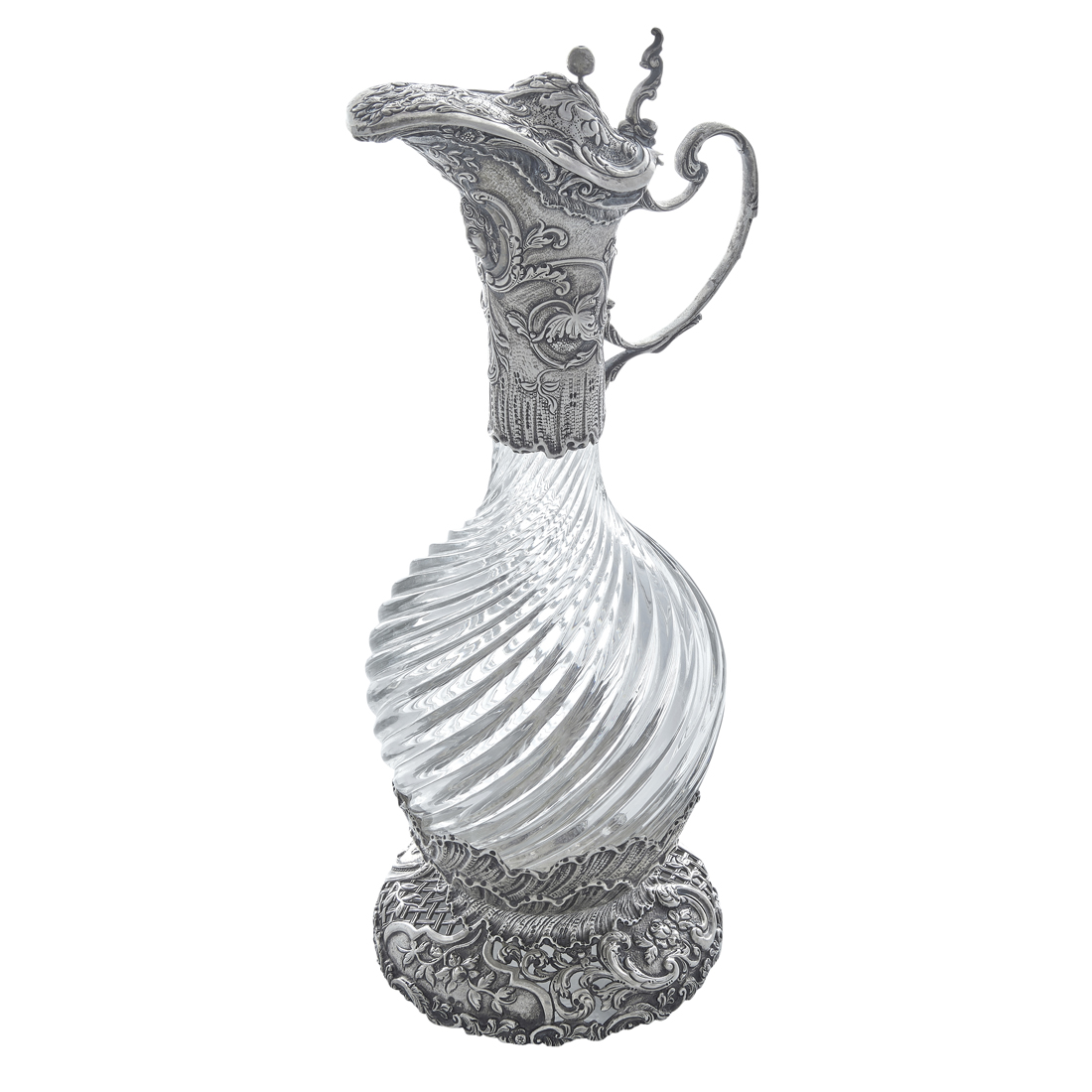 A DUTCH SILVER AND GLASS CLARET