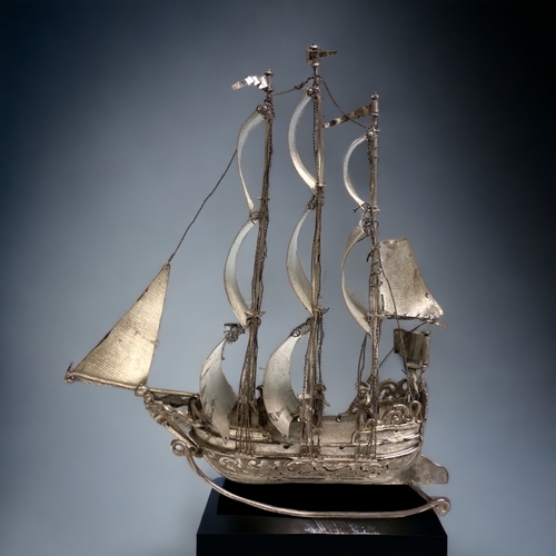 A DUTCH SILVER 'NEFF' SAILING BOAT.