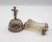 A Dutch silver table bell bear