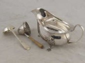A Dutch silver tea strainer wi